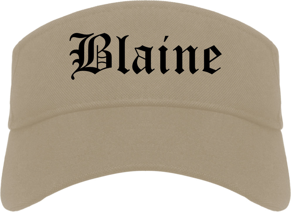 Blaine Washington WA Old English Mens Visor Cap Hat Khaki