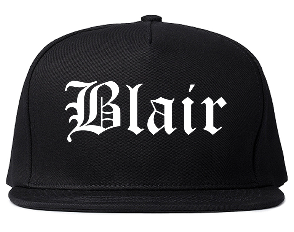Blair Nebraska NE Old English Mens Snapback Hat Black