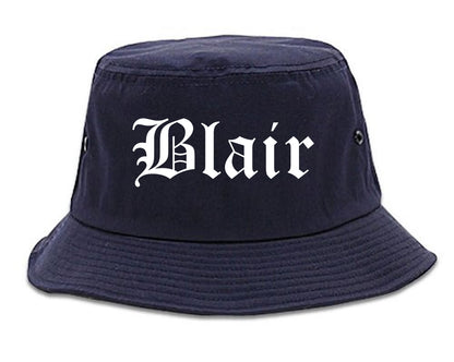 Blair Nebraska NE Old English Mens Bucket Hat Navy Blue