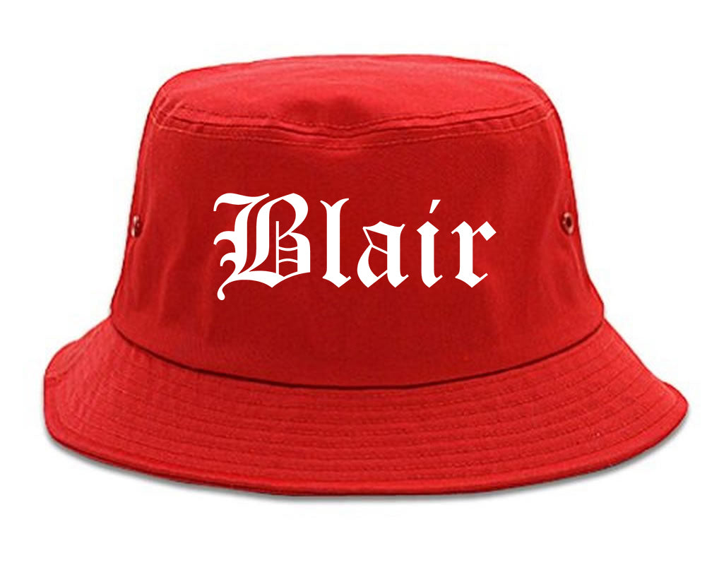 Blair Nebraska NE Old English Mens Bucket Hat Red