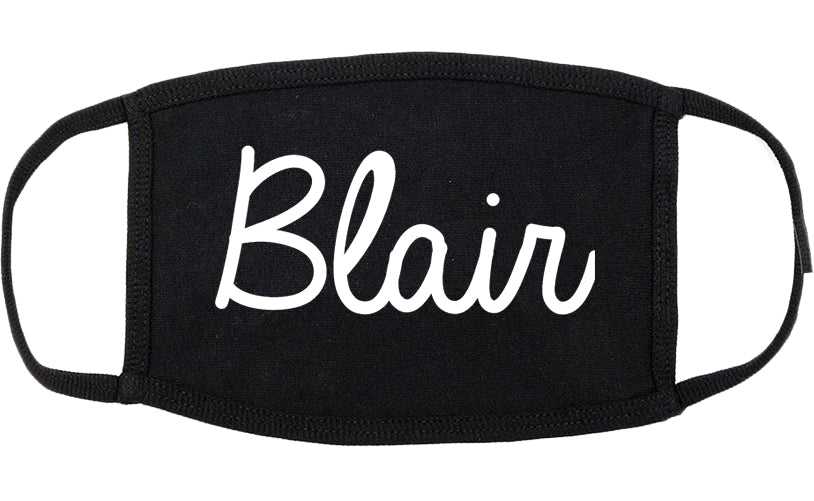 Blair Nebraska NE Script Cotton Face Mask Black