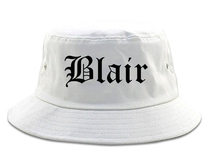 Blair Nebraska NE Old English Mens Bucket Hat White