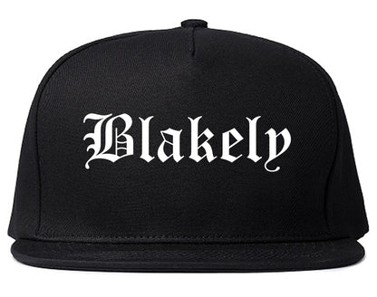 Blakely Georgia GA Old English Mens Snapback Hat Black