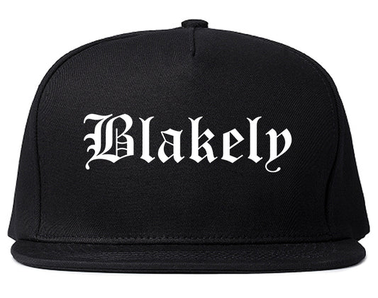 Blakely Georgia GA Old English Mens Snapback Hat Black