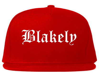 Blakely Georgia GA Old English Mens Snapback Hat Red