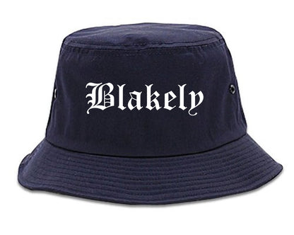 Blakely Georgia GA Old English Mens Bucket Hat Navy Blue