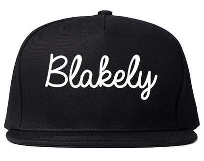 Blakely Georgia GA Script Mens Snapback Hat Black