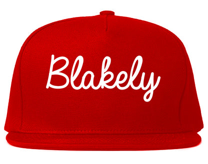 Blakely Georgia GA Script Mens Snapback Hat Red