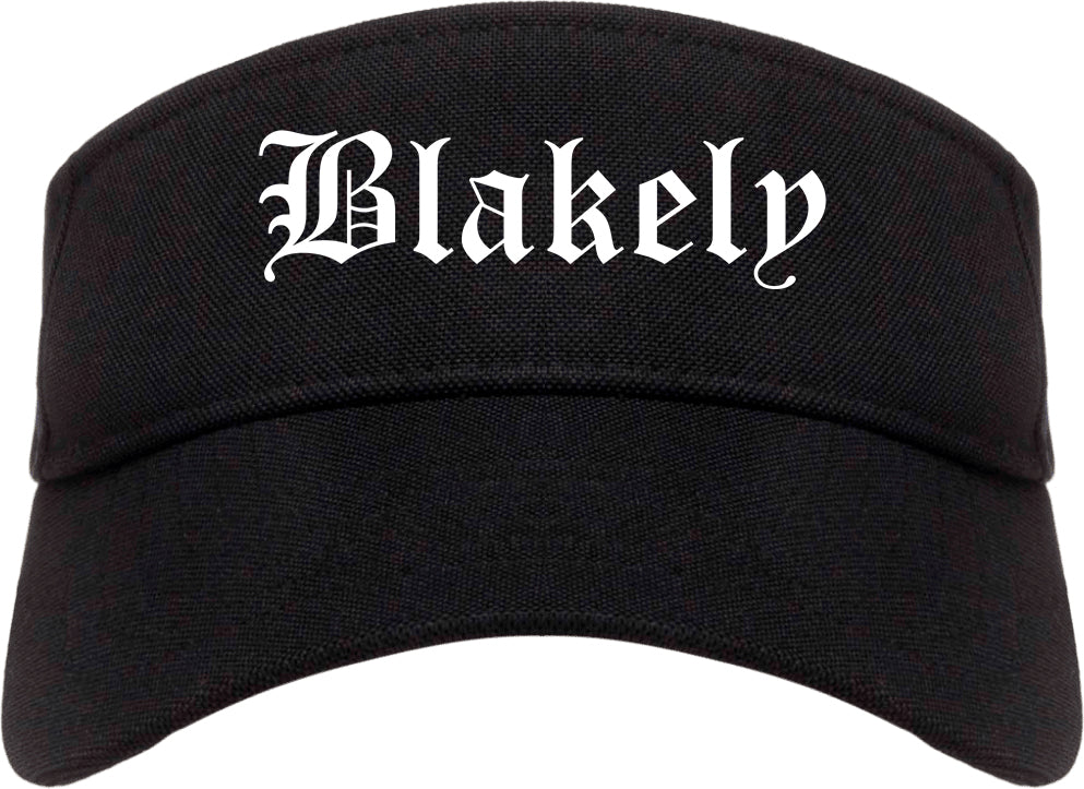 Blakely Georgia GA Old English Mens Visor Cap Hat Black