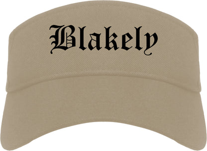 Blakely Georgia GA Old English Mens Visor Cap Hat Khaki
