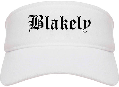 Blakely Georgia GA Old English Mens Visor Cap Hat White