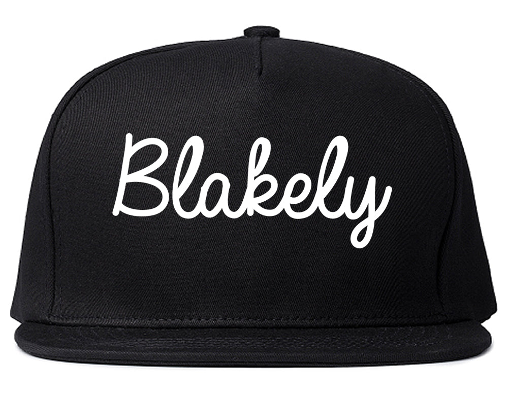 Blakely Pennsylvania PA Script Mens Snapback Hat Black