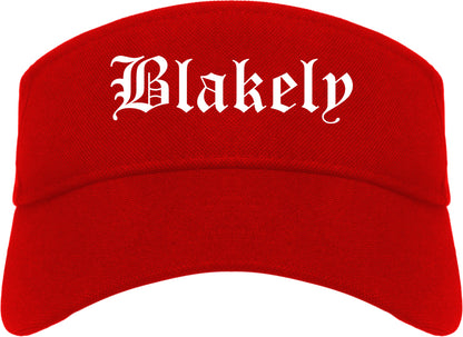 Blakely Pennsylvania PA Old English Mens Visor Cap Hat Red