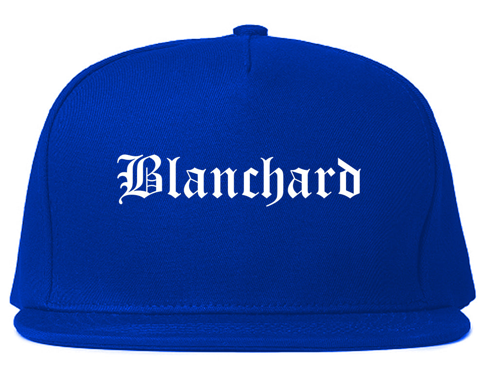 Blanchard Oklahoma OK Old English Mens Snapback Hat Royal Blue