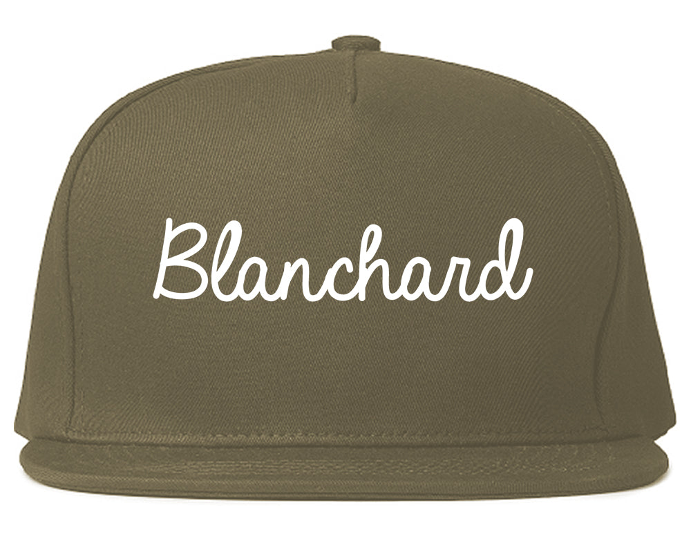 Blanchard Oklahoma OK Script Mens Snapback Hat Grey