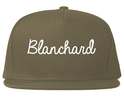Blanchard Oklahoma OK Script Mens Snapback Hat Grey