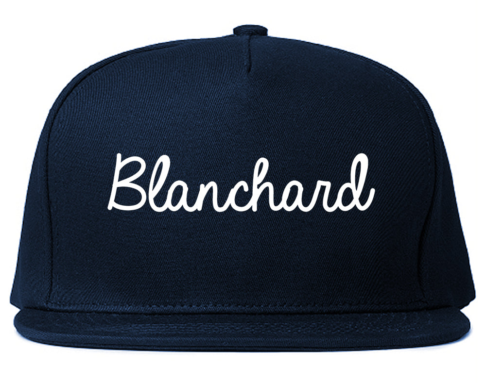 Blanchard Oklahoma OK Script Mens Snapback Hat Navy Blue