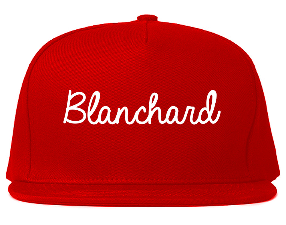 Blanchard Oklahoma OK Script Mens Snapback Hat Red