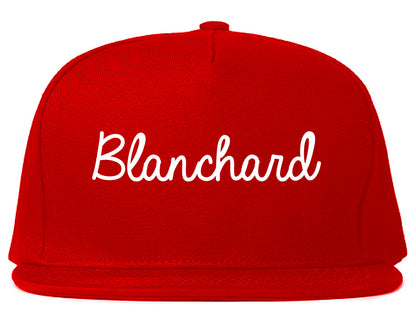 Blanchard Oklahoma OK Script Mens Snapback Hat Red