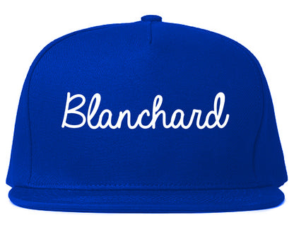 Blanchard Oklahoma OK Script Mens Snapback Hat Royal Blue