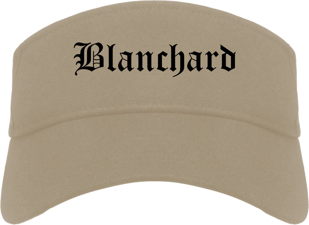 Blanchard Oklahoma OK Old English Mens Visor Cap Hat Khaki