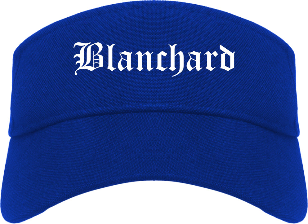 Blanchard Oklahoma OK Old English Mens Visor Cap Hat Royal Blue
