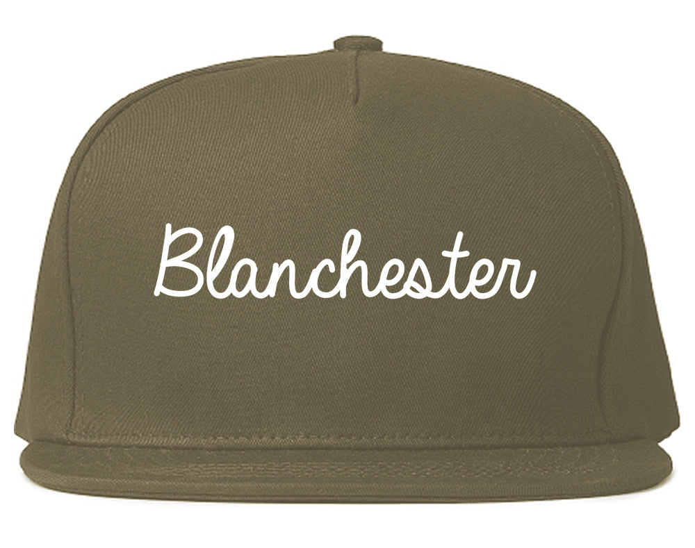 Blanchester Ohio OH Script Mens Snapback Hat Grey