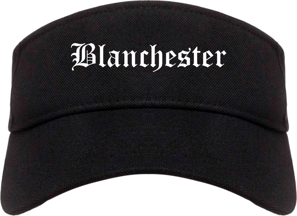 Blanchester Ohio OH Old English Mens Visor Cap Hat Black