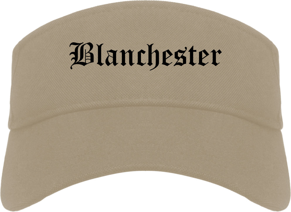 Blanchester Ohio OH Old English Mens Visor Cap Hat Khaki