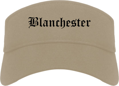 Blanchester Ohio OH Old English Mens Visor Cap Hat Khaki