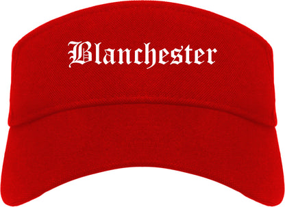 Blanchester Ohio OH Old English Mens Visor Cap Hat Red