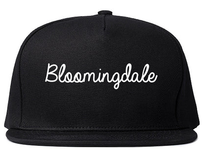 Bloomingdale New Jersey NJ Script Mens Snapback Hat Black