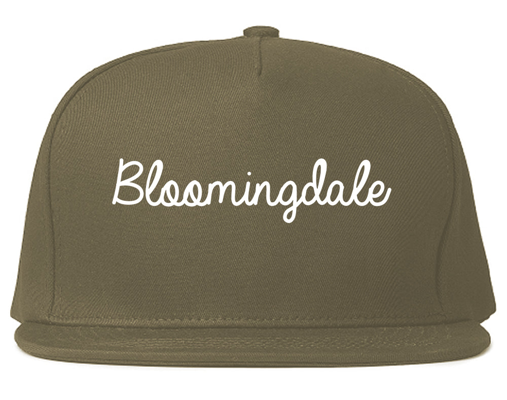 Bloomingdale New Jersey NJ Script Mens Snapback Hat Grey