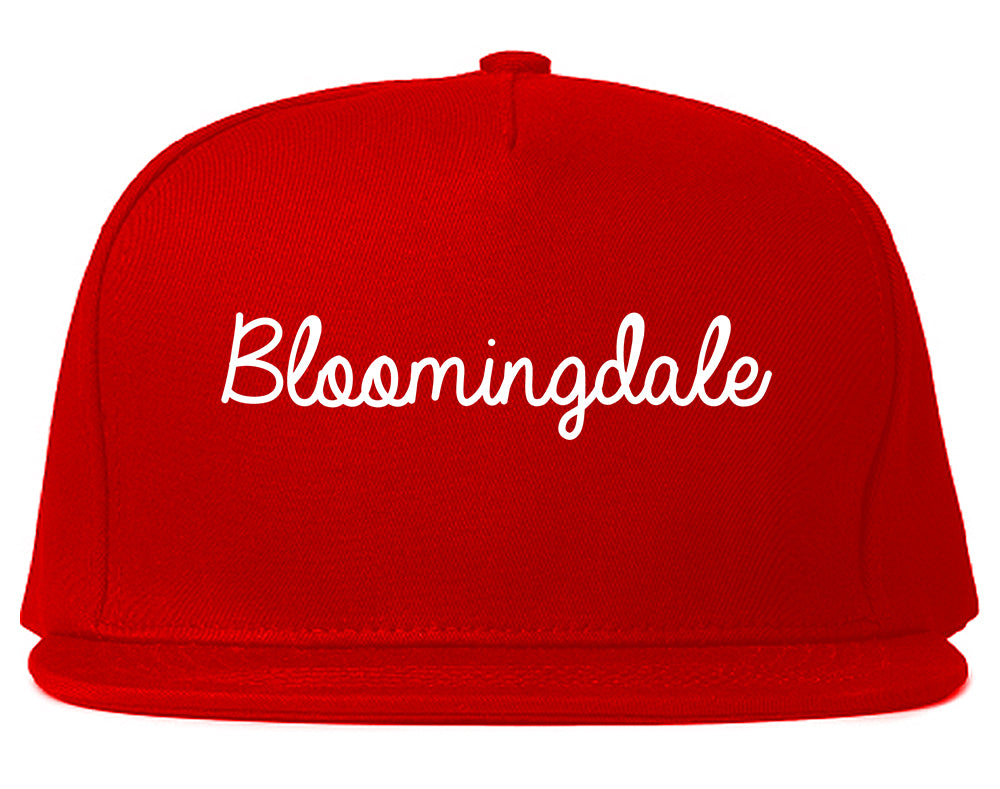 Bloomingdale New Jersey NJ Script Mens Snapback Hat Red
