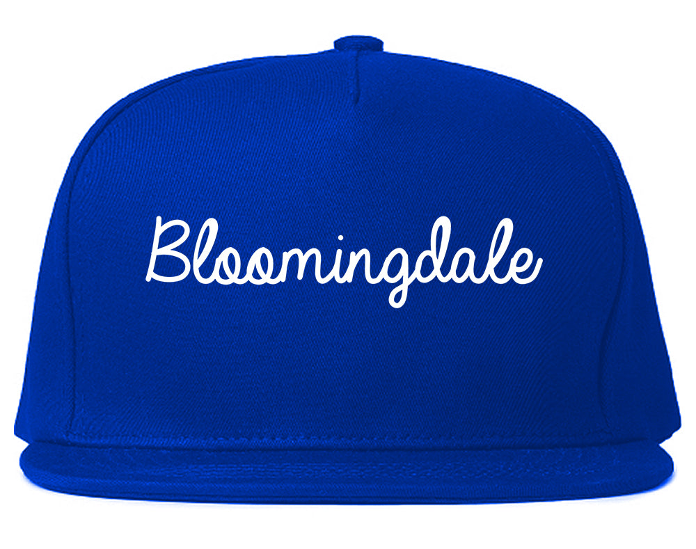 Bloomingdale New Jersey NJ Script Mens Snapback Hat Royal Blue