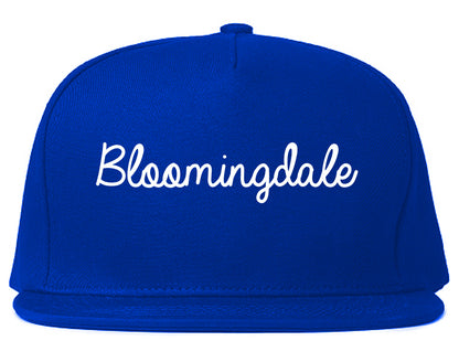Bloomingdale New Jersey NJ Script Mens Snapback Hat Royal Blue