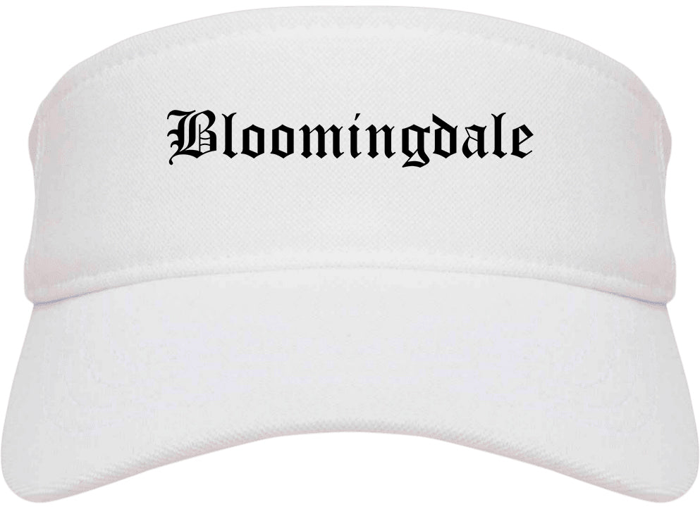 Bloomingdale New Jersey NJ Old English Mens Visor Cap Hat White