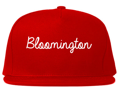 Bloomington Indiana IN Script Mens Snapback Hat Red