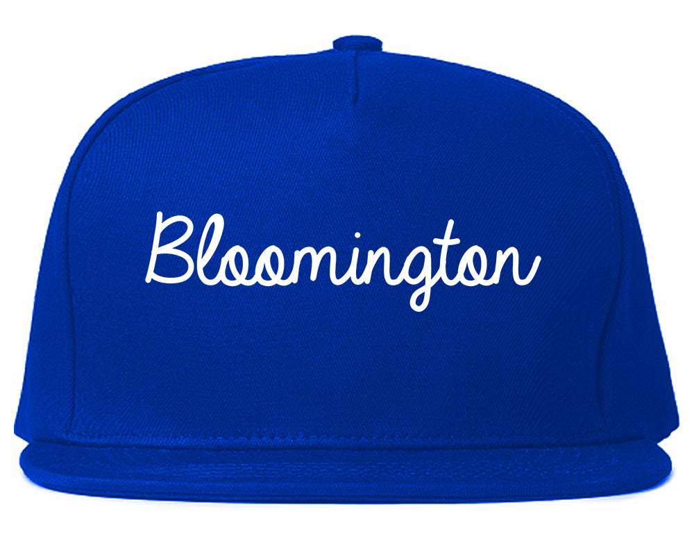 Bloomington Indiana IN Script Mens Snapback Hat Royal Blue