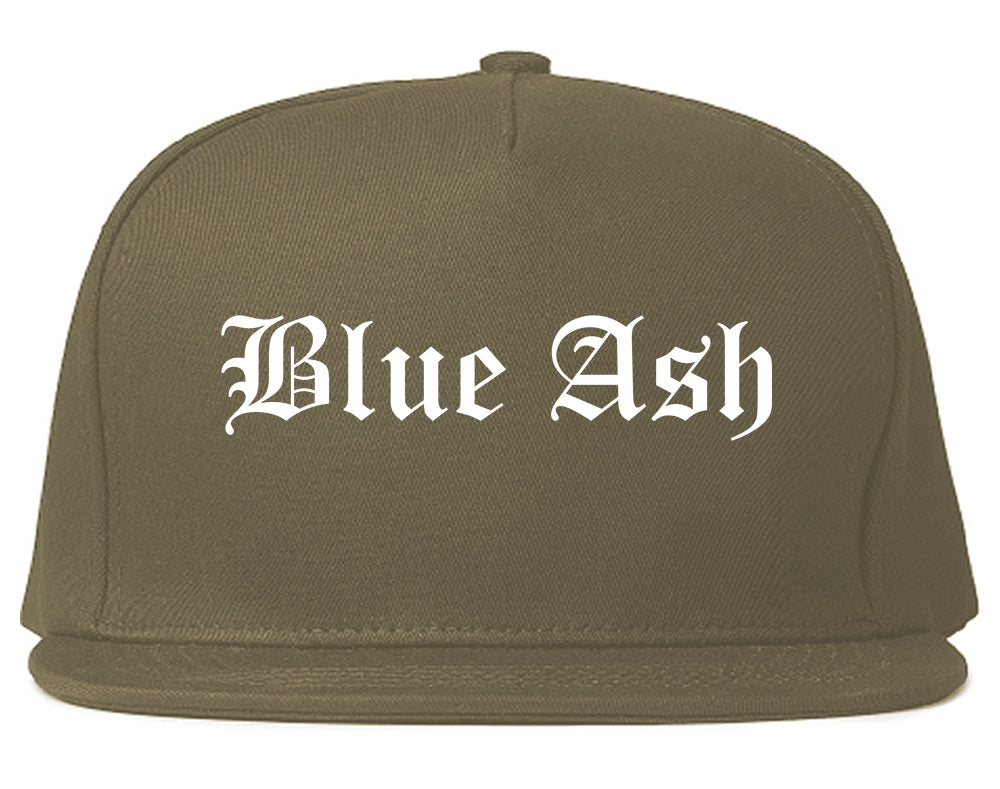 Blue Ash Ohio OH Old English Mens Snapback Hat Grey