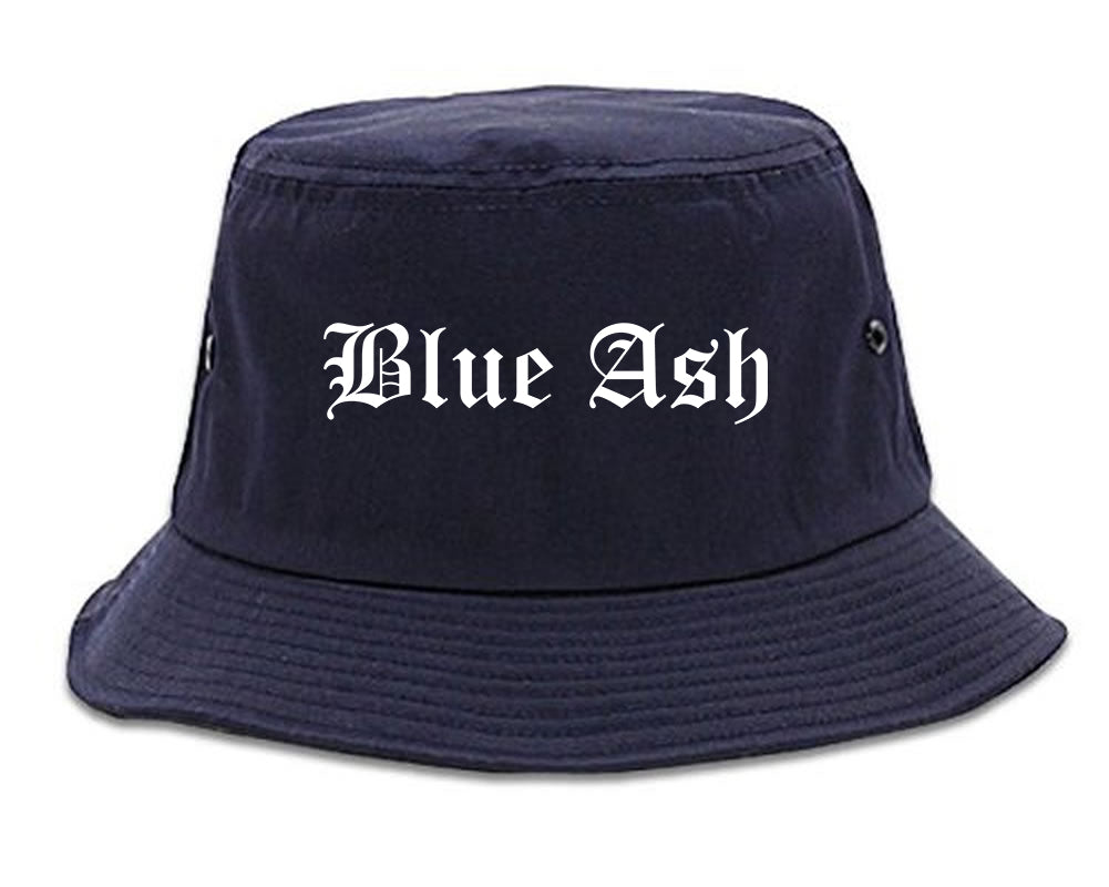 Blue Ash Ohio OH Old English Mens Bucket Hat Navy Blue
