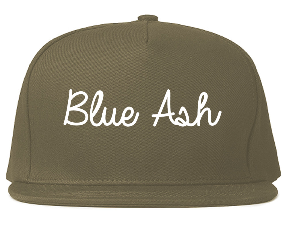 Blue Ash Ohio OH Script Mens Snapback Hat Grey