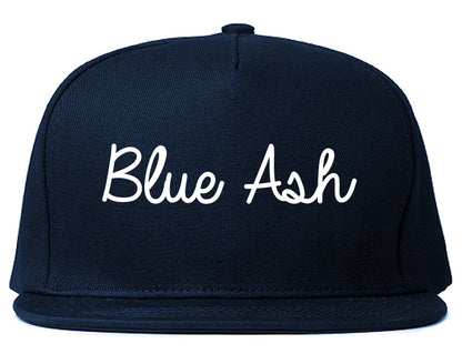 Blue Ash Ohio OH Script Mens Snapback Hat Navy Blue