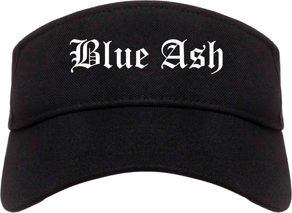 Blue Ash Ohio OH Old English Mens Visor Cap Hat Black