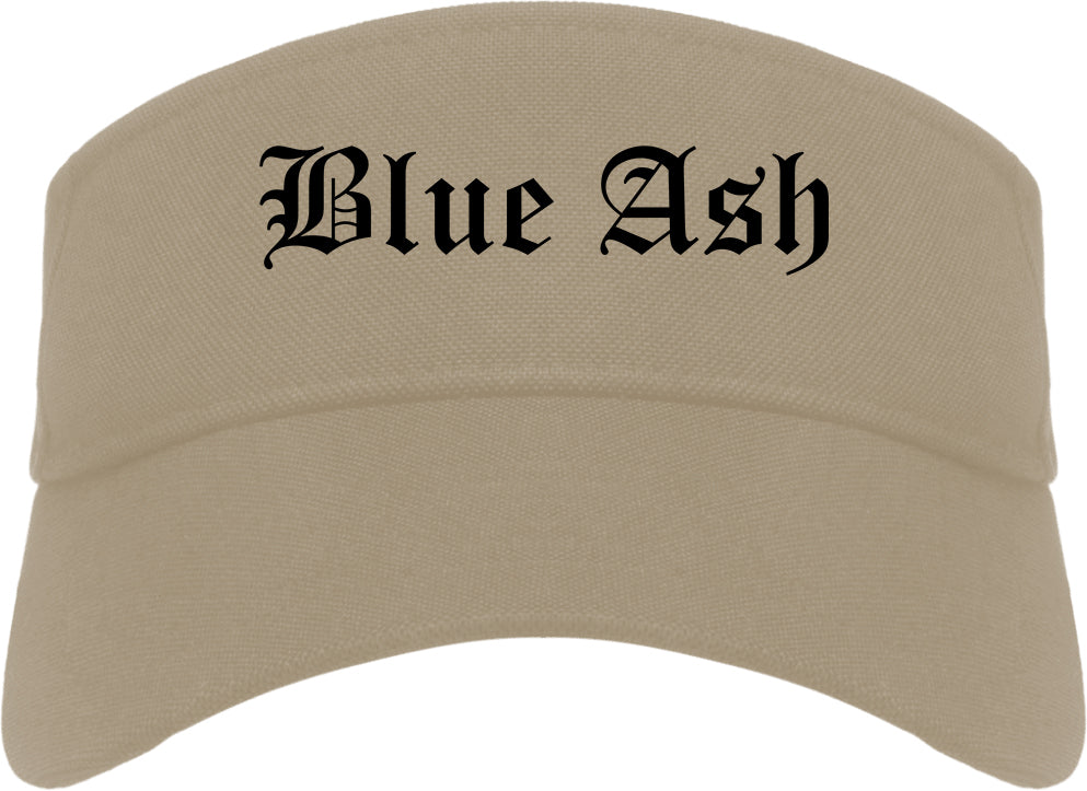 Blue Ash Ohio OH Old English Mens Visor Cap Hat Khaki