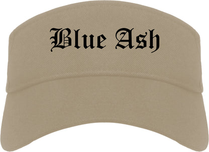 Blue Ash Ohio OH Old English Mens Visor Cap Hat Khaki