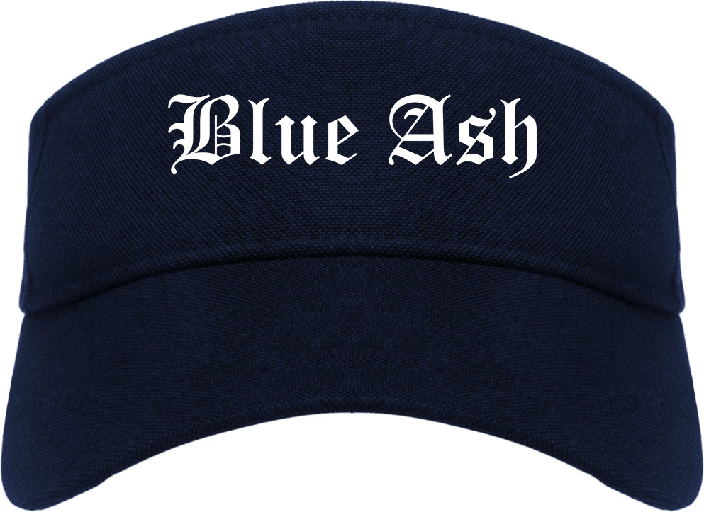Blue Ash Ohio OH Old English Mens Visor Cap Hat Navy Blue