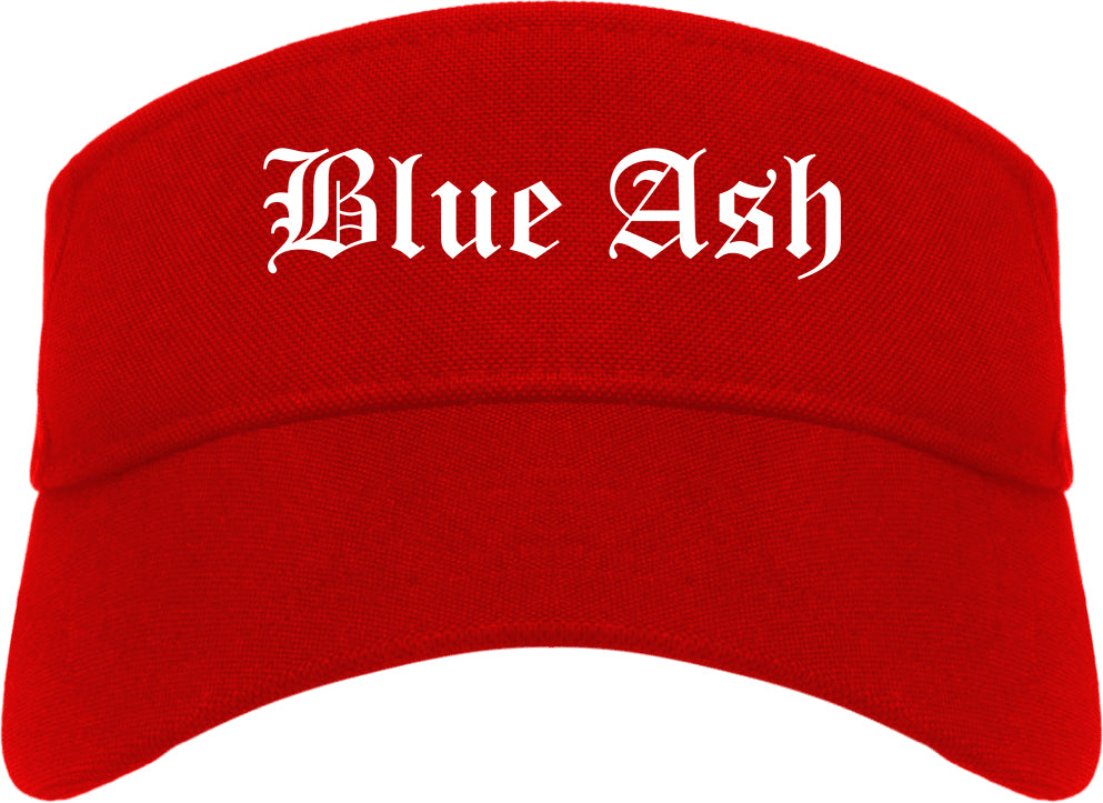 Blue Ash Ohio OH Old English Mens Visor Cap Hat Red