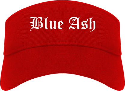 Blue Ash Ohio OH Old English Mens Visor Cap Hat Red