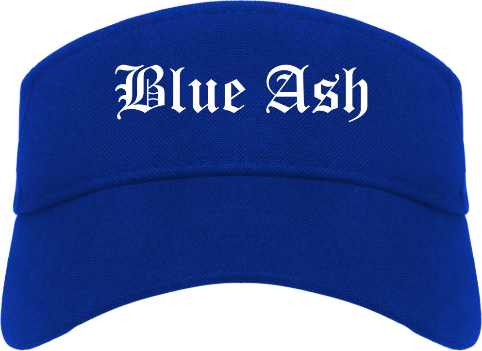 Blue Ash Ohio OH Old English Mens Visor Cap Hat Royal Blue